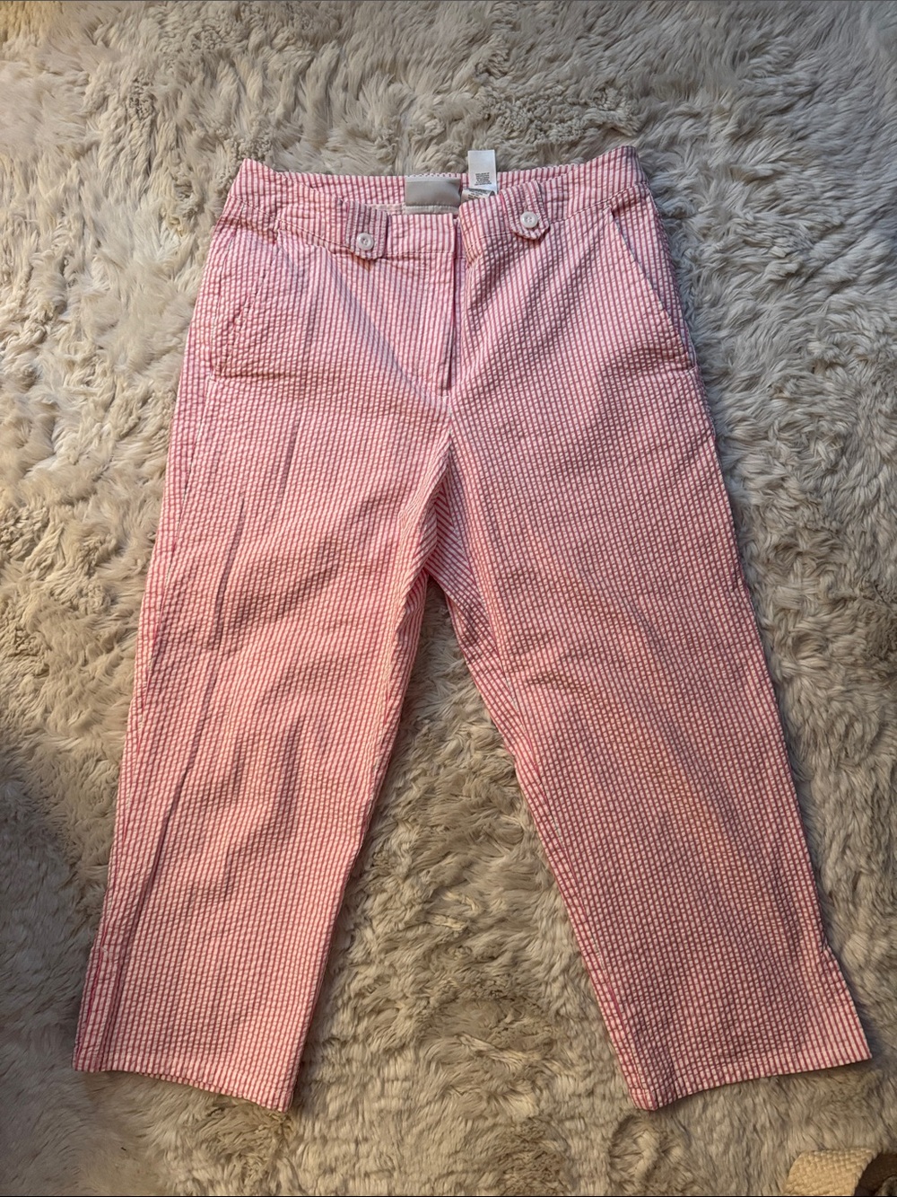 Vintage 90’s Y2K Liz Claiborne Pink Seersucker Crop Pants Size10